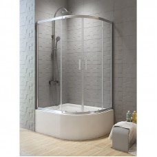 Душ шторка NEW VARIA 100х98x165см, напівкр,асиметр, розсув,скло проз
