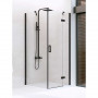 Душ шторка NEW RENOMA BLACK 100х90см, R, прямокут, розпаш, скло проз, проф чорн