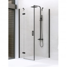 Душ шторка NEW RENOMA BLACK 90х90см, L, квадратна, розпаш,скло проз,проф чорн