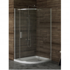 Душ шторка NEW KOMFORT 100х80x195см, асиметр,розпаш, скло прозор,проф хром