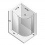 Душ шторка NEW KOMFORT 100х80x195см, асиметр,розпаш, скло прозор,проф хром