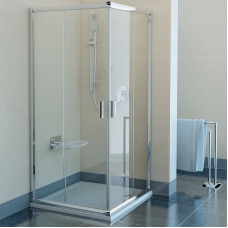 Душ. штора BLRV 2-90 transparent, полір.алюмін, квадрат, скло