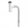 Сифон д/раковини BASIC телескопічний з пробкою, гофра d32/40,пластик