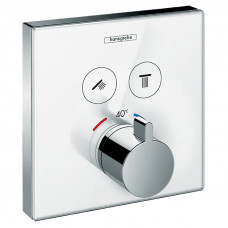 Верх частина термостат SHOWER select, 2 виходи, скло, білий