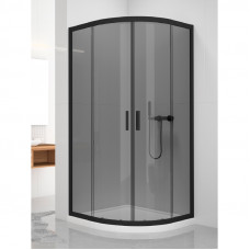 Душ шторка NEW VARIA BLACK 90х90x190см, напівкр, розсув, скло проз, проф чорн