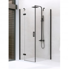 Душ шторка NEW RENOMA BLACK 100х80см, L, прямокут, розпаш, скло проз, проф чорн