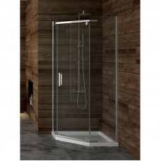 Душ шторка NEW KOMFORT 90х90x190см, пятикутна, розпаш, скло Прозор, проф хр