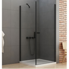 Душ шторка NEW SOLEO BLACK 100х100см, квадр,розпаш, скло прозор, пр чорн
